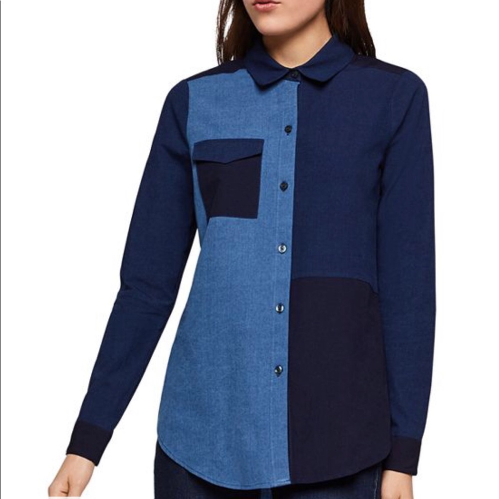 BCBG Generation patchwork chambray shirt